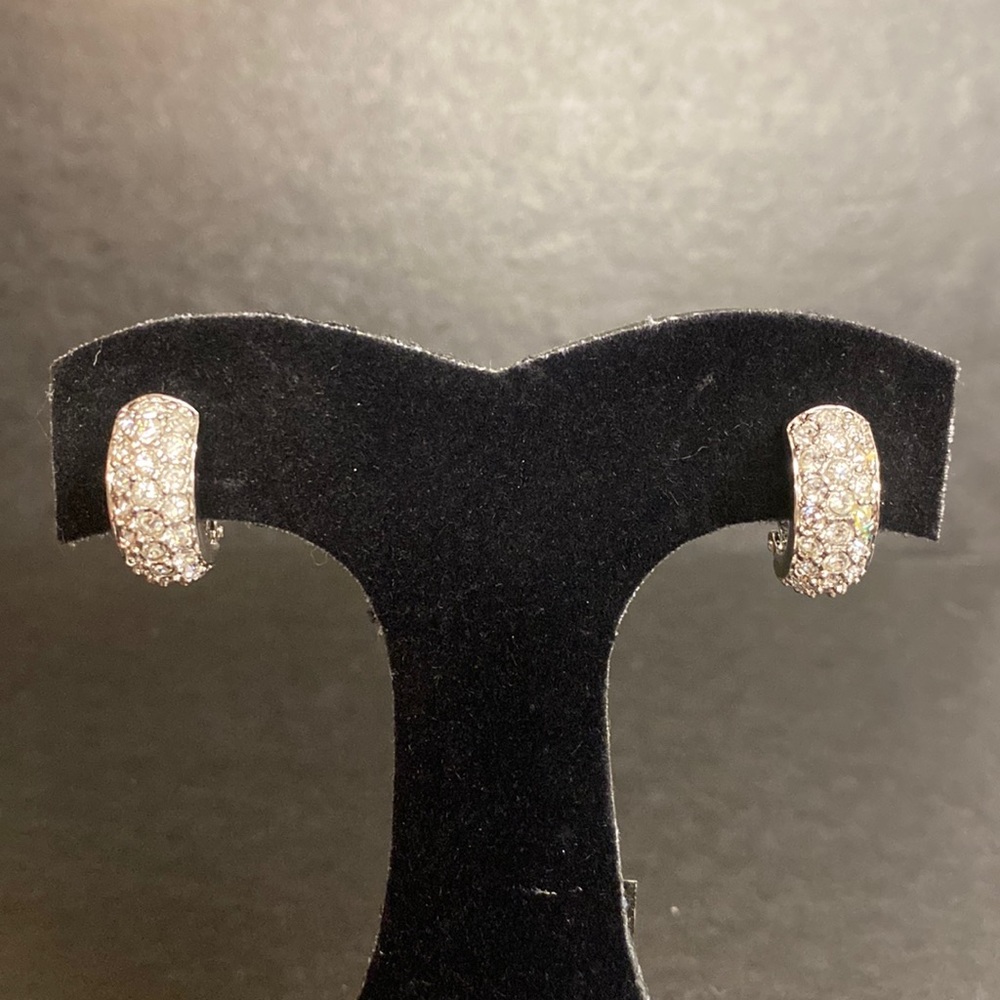 Signed Swarovski Pave’ Clip Earrings